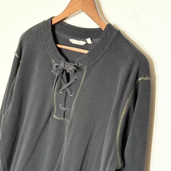 Soft Surroundings Black with Gold Stitching Crewneck Sweatshirt - Women’s US XS - Picture 3 of 7